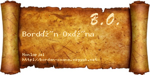 Bordán Oxána névjegykártya